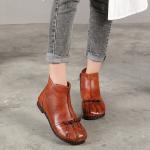 S190 Factory retro flat oil wax leather short tube all-match women's boots