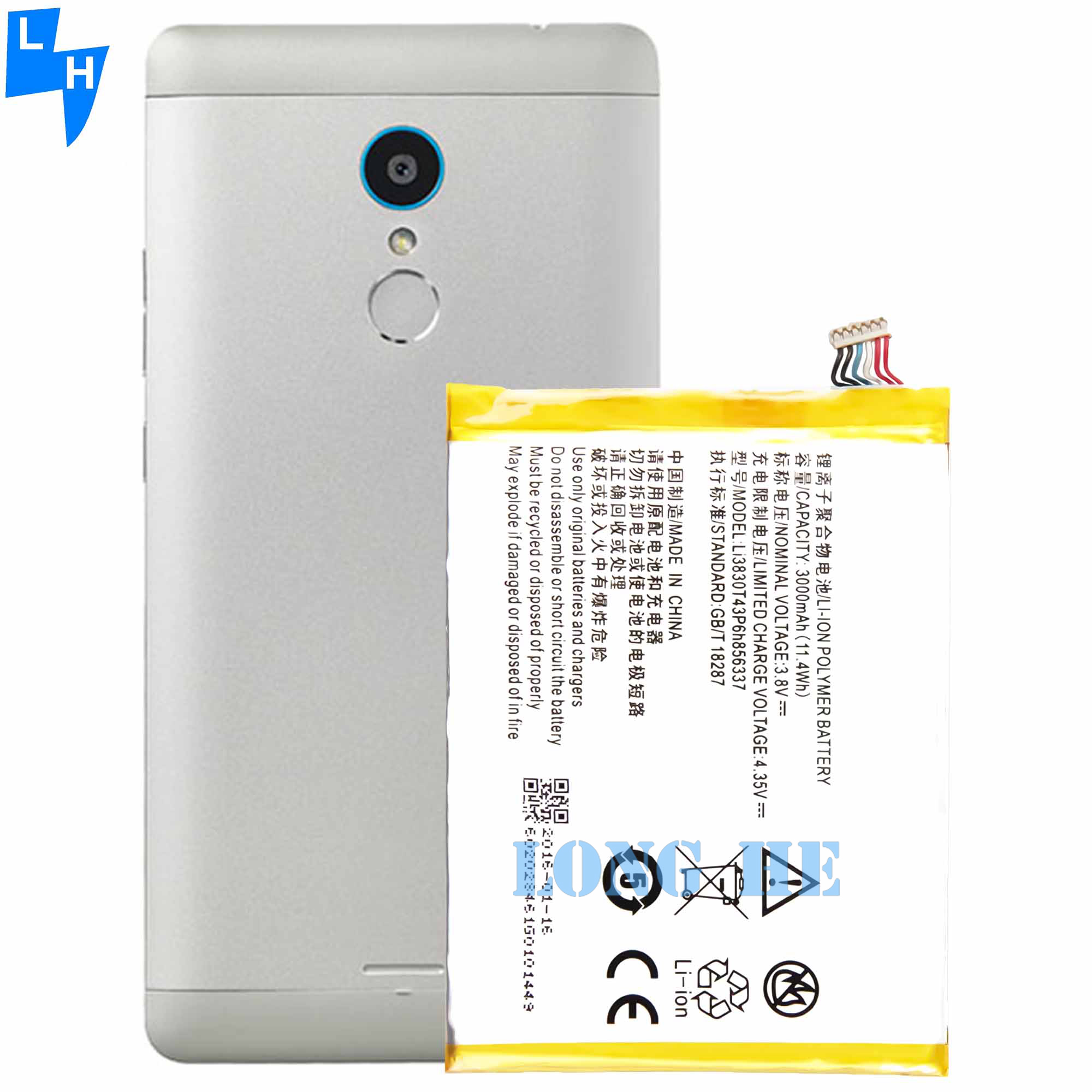3.8V 3000mAh Li3830T43P6h856337 Battery for ZTE Blade X9 V Plus V580 N939St Mobile Phone