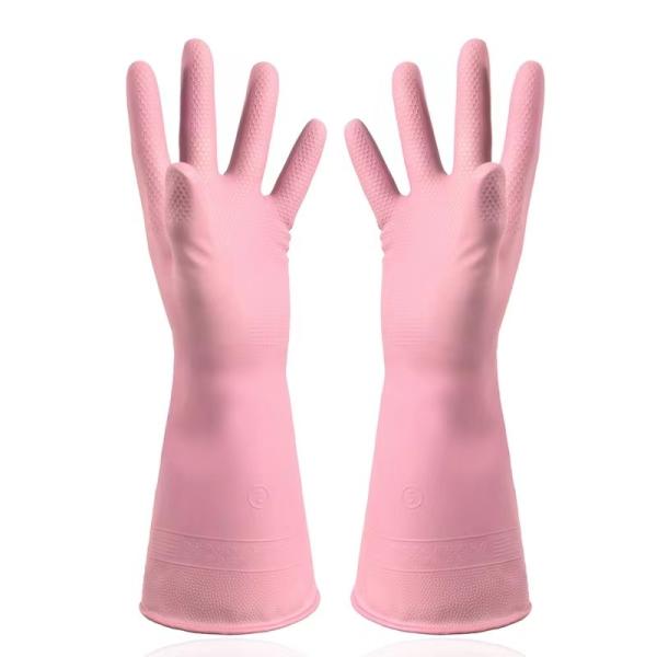 Morande Red Latex Household Glove Flocked Lining Kitchen Chemical Resistant