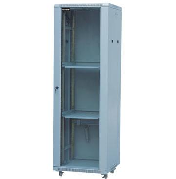 Glass Door Server Rack Cabinet 100mm Depth Cold Rolled Steel With Powder Coat