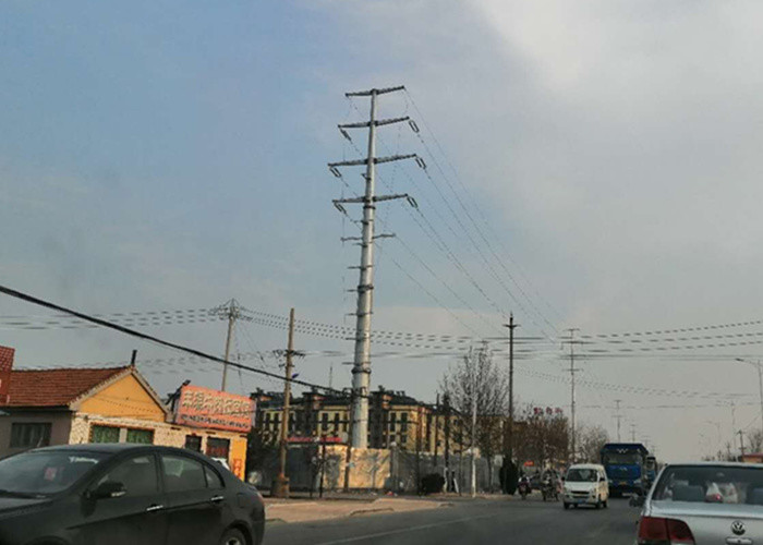 Q345B Monopole Transmission Tower , Power Transmission Line Steel Tower