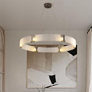 China Water Pattern Glass Lampshade Modern Ring Chandelier G9 Brushed Gold Black factory