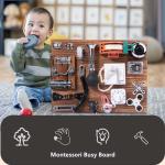 Kids' Travel Toy Beech Wood Busy Board With Keys Latches Buckle Handmade DIY