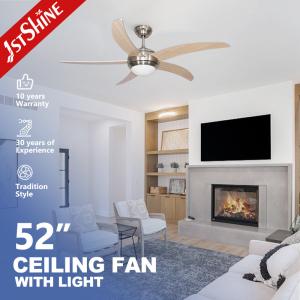 China DC Motor 5 MDF Blades 6 Speed Remote Control 220 Volt Ceiling Fan with Lights 1stshine factory