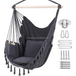 100*130cm 320g Polyester-cotton Hanging Rope Swing Hammock With Two Pillows