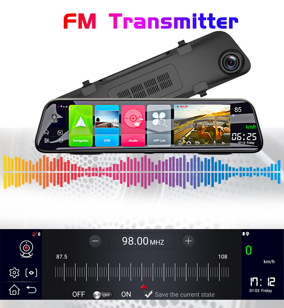12 Inch ADAS 4G Car DVR FHD1080P Rearview Mirror Car Recorder 32GB GPS Navigation