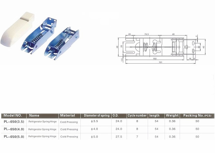 Colour Zinc Plated Chest Freezer Door Hinge with ABS Cover and Cap