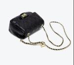 Mini Female Crossbody Bag 20cm Black Purse With Gold Chain