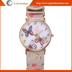 China GV07 Butterfly Plate PU Leather Band Watches for Woman Stainless Steel Watch Quartz Watch factory