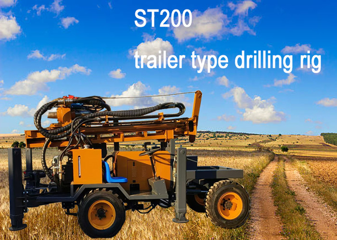 200m Trailer Hydraulic Well Drilling Rig With Mud Pump Or Air Compressor