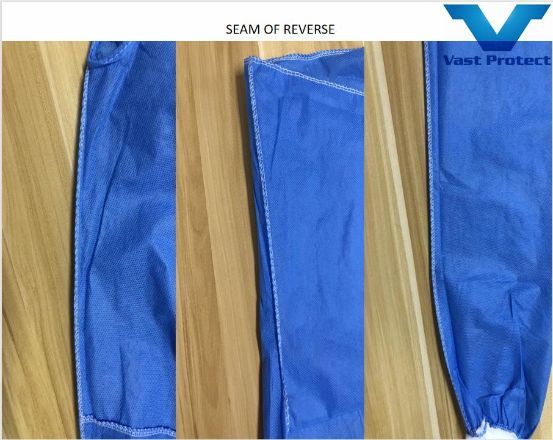 En13795 Disposable SMS Strong Anti-Mildew and Anti-Bacterial Fluid Resistant Isolation Gown