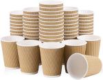 Leakproof Waterproof Kraft Paper Cups With Lids Coffee Tea Smoothies