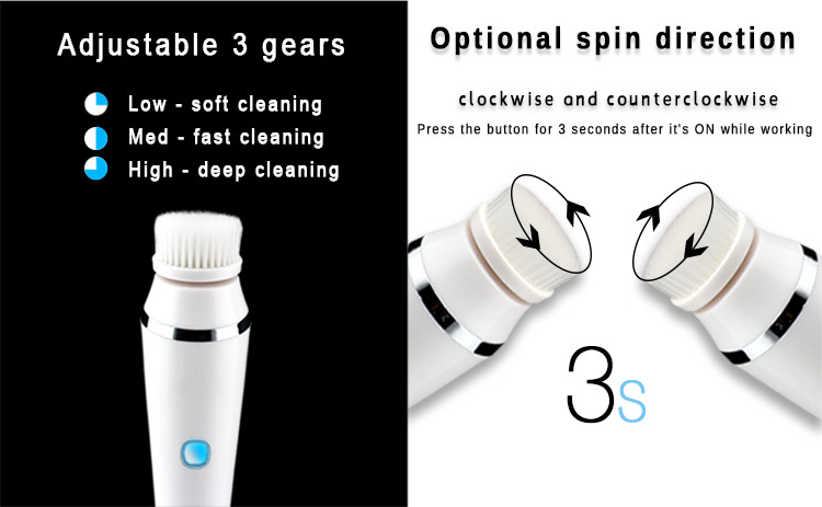 300 MAH Rechargeable Facial Cleansing Brush , Spin Brush Face Cleanser