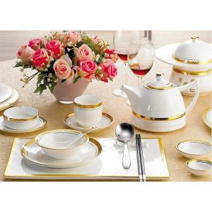 China Stain Resistant Gold Decal Round Ceramic Dinnerware Set on sale