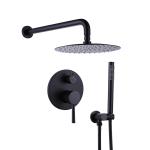 Matte Black Rain Shower Faucets With Hand Shower Combo With Round Shower Head 2
