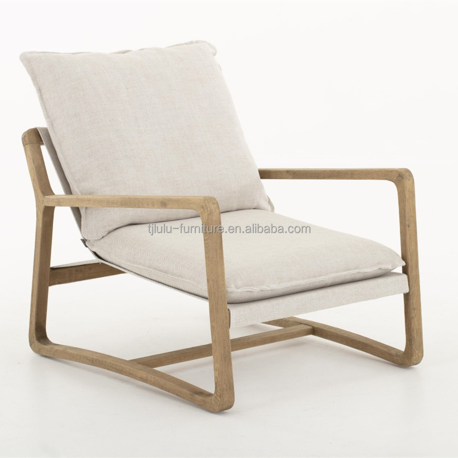 Solid Wood Nordic Lounge Leisure KD Disassembly Sofa Chair For Living Room with Natural Wood Frame Design Model