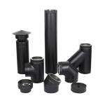 Straight Black Chimney Pipe Stainless 304 Material Internal External Installatio