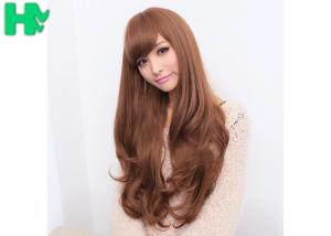 China 28 Inch Long Synthetic Wigs With Bangs Natural Color factory