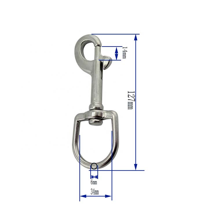 Polished Stainless Steel Boat Chain Swivel Eye Spring Snap Hook 73mm for Heavy Industry
