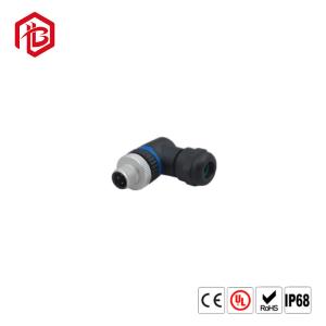 China Bett M12 4pin right angle electric power connector IP67 waterproof panel cable connector factory