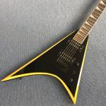 New high quality V type electric guitar,Rosewood, yellow circle black edge