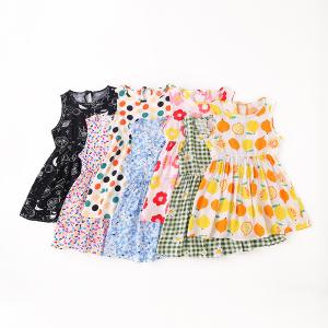 China Children's Dress Clothing Girls Floral Print Dress Cartoon Printing Princess Dress factory