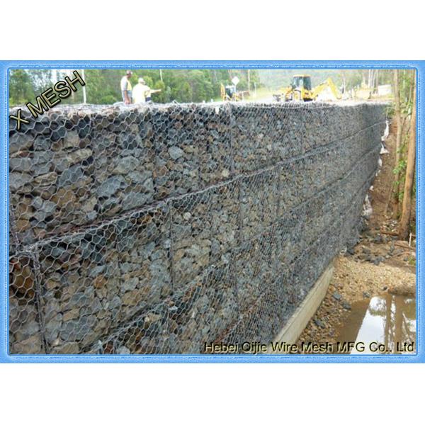 China 60X80mm , 3mx1mx1m Galvanized Wire Gabion Box / Stone Basket Gabion factory