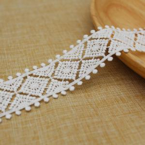 China 3.5cm Polyester White Embroidered Lace Trim For Garment on sale