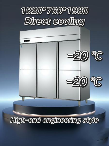 energy saving 6 Door Refrigerator Freezer Double Compressor Commercial Stand Up