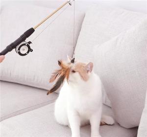 China Retractable Feather Teaser Cat Toy Plastic Material For Pet Cat Play factory