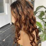 Brown Body Wave Frontal 4x4 Lace Wigs Transparent Lace Closure 200gram