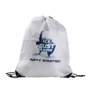 China White Printed 210D Polyester PU Corner Drawstring Packaging Bags factory