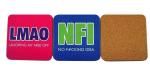 Sticker Lable Nature Cork Coaster with silkscreen logo, good for home and hotel