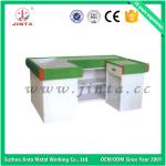 Yellow Supermarket Checkout Counter With Conveyor Belt OEM
