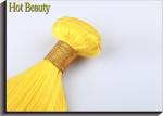 Customized Yellow Silk Straight 100% Human Hair Extensions Long Lasting Cuticle