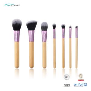 Laser Logo Full Printing 7pcs Cosmetic Makeup Brush Set Wooden Handle
