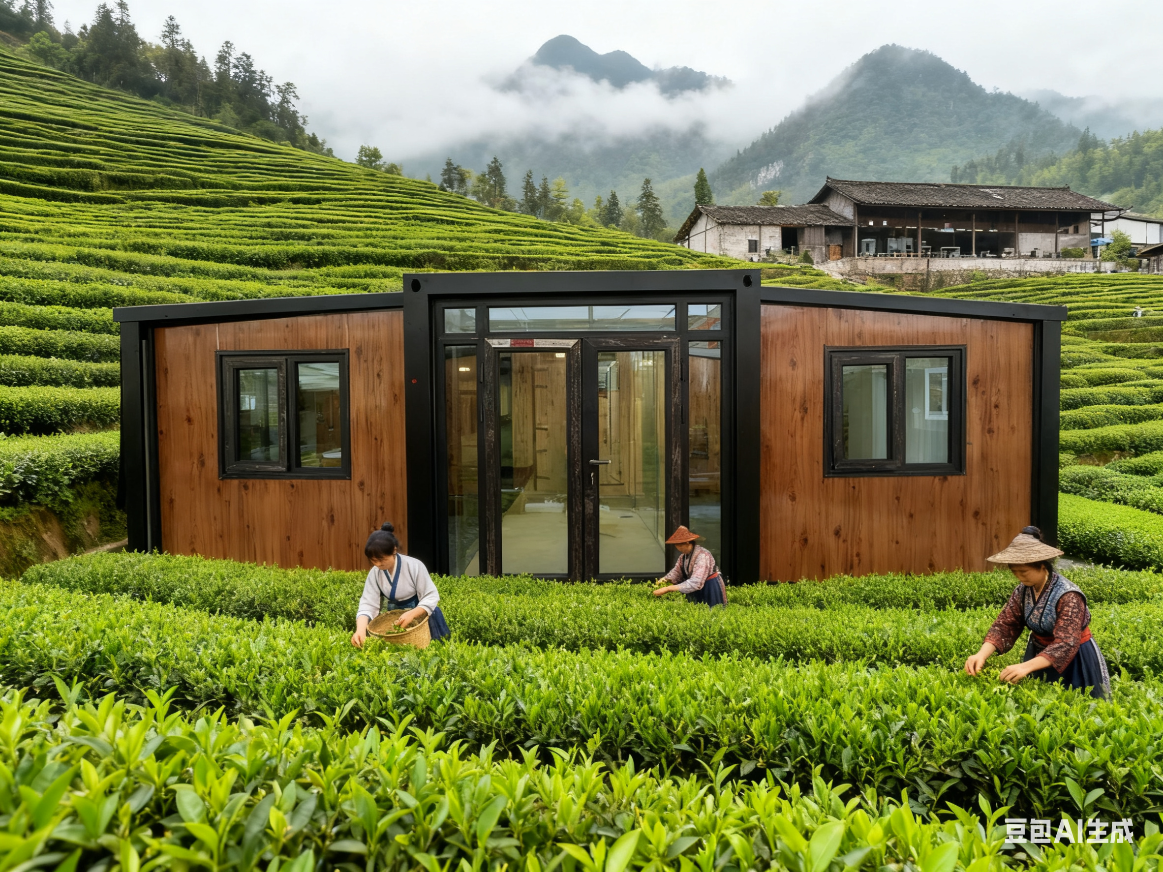 More Than 20 Years Life Span Double Wing Container House with Balcony and 50mm