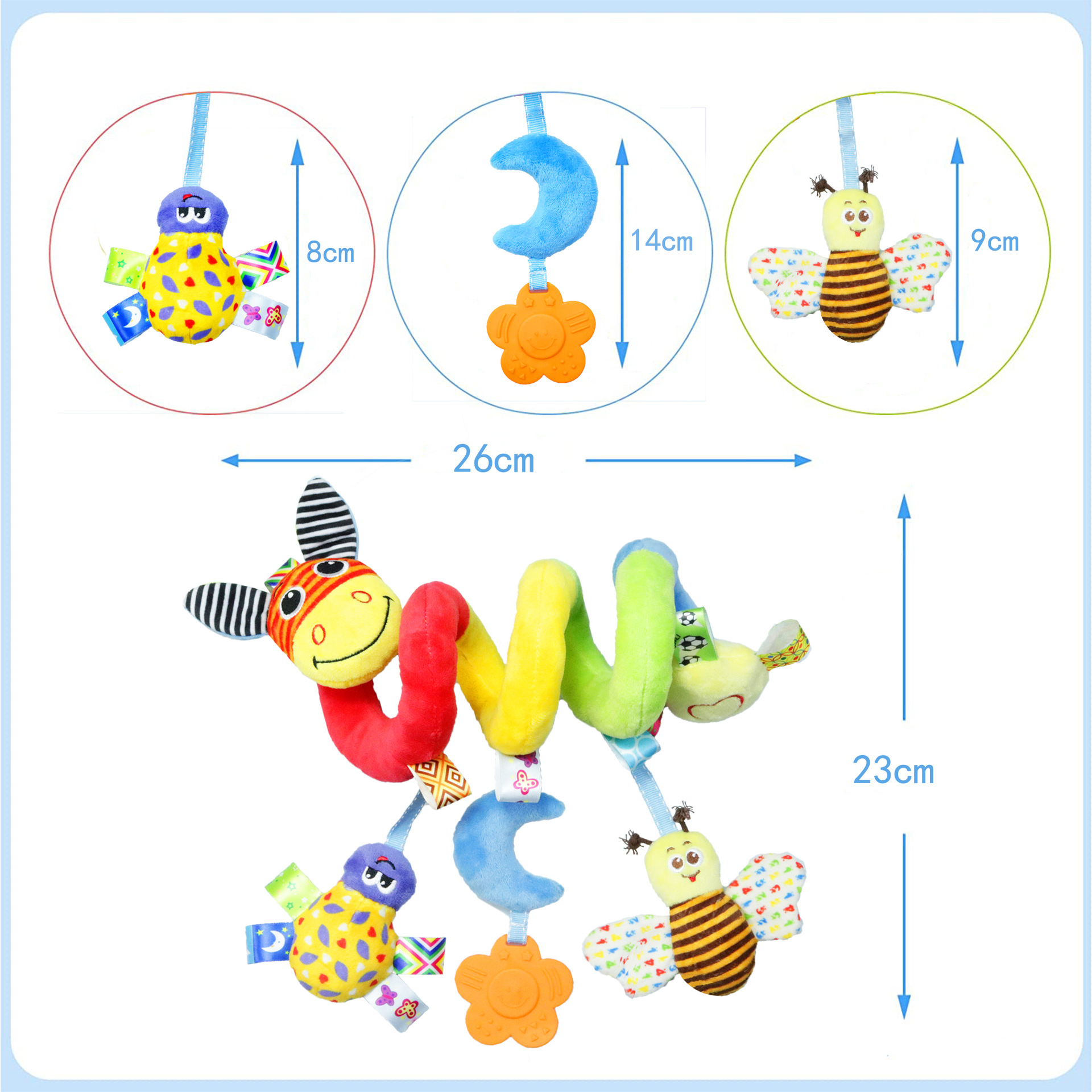 0-24 Months Baby Spiral Plush Toy Stretchy Activity Toy for Stroller and Crib Mobile