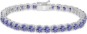 China 24.70 CTW Natural Tanzanite And CZ Bracelet In 14K Solid White Gold factory