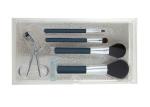 4 Pieces Goat Hair Natural Makeup Brush Set With Stainless Steel Eyelash Curler