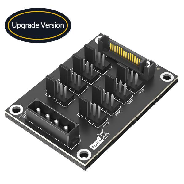 4-Pin or SATA 15-Pin to 8x 4-Pin Fan Splitter Hub for Sata 3.0 and Molex 4pin