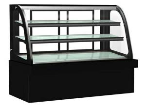 China Double Tempered Glass Cake Display Showcase With Led Warm Light For Coffe Shop factory