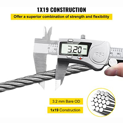 Length 1000 Ft 1/8 "x 100 T316 Stainless Steel Wire Rope Cable For Deck Balustrade Handrails