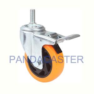 China Double Locking Swivel Casters 4 In Polyurethane Caster With Brake factory