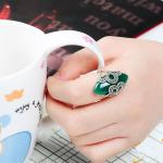 925 Vintage Sterling Silver Marcasite Ring with Green Onyx (R111704)