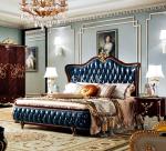 Antique Wooden Design Upholstered Leather Chesterfield Headboard King Size Bed