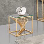 12mm Glass Stainless Steel Side Tables 49x49x51cm Golden Frame