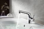 Zn Alloy A91221 Basin Mixer Faucet , Chrome Pull Out Spout Tap