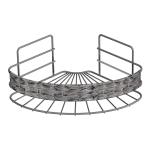 218*218*105mm Wall Mounted Bathroom Storage Rack with Woven Basket and Iron Wire