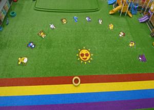China Custom Natural Green Coloured Artificial Grass For Garden Playground factory